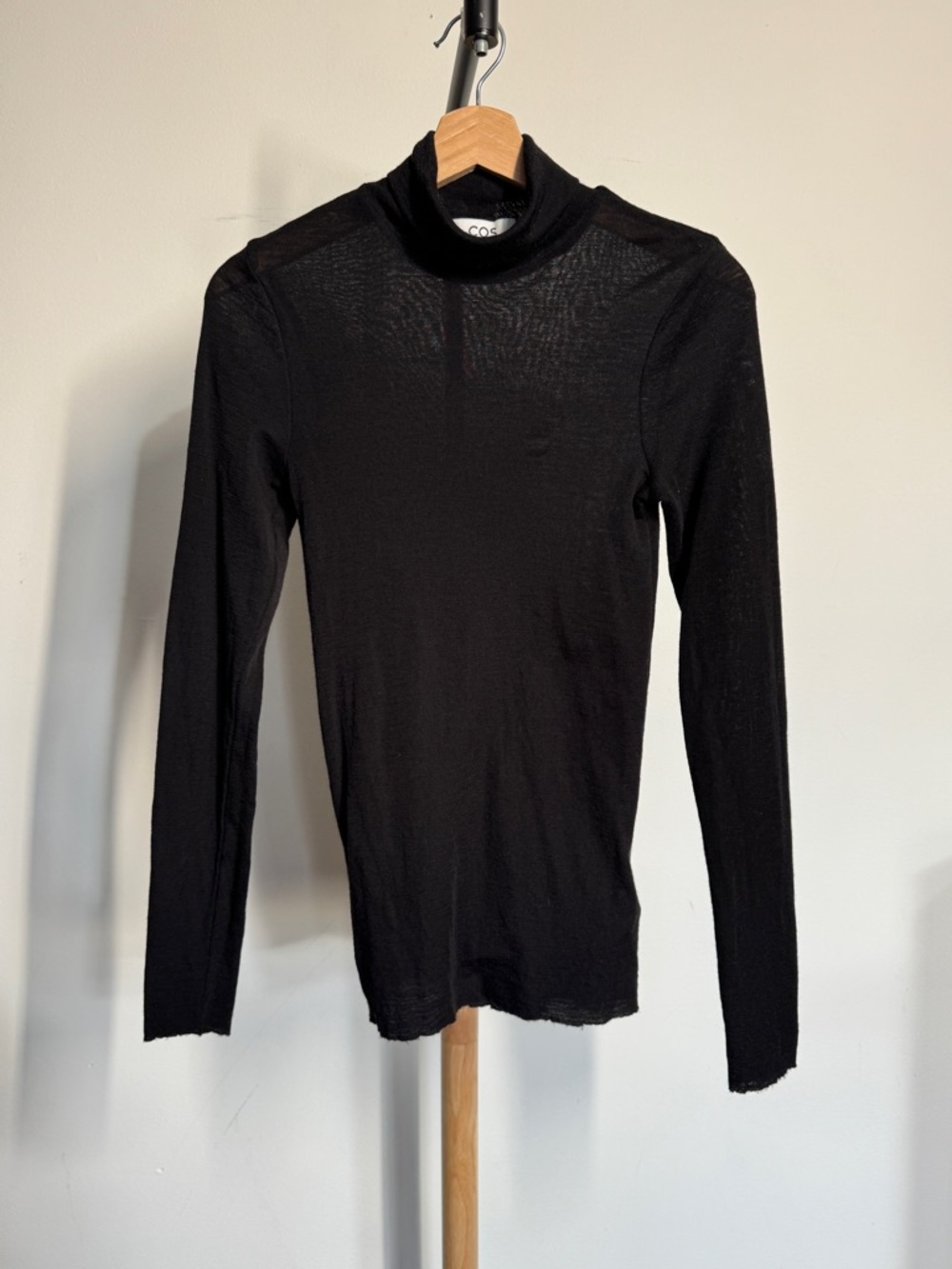 COS Sheer Black Roll-Neck Top